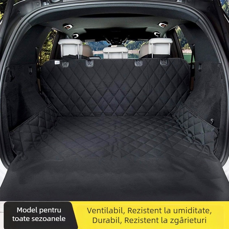 Covoraș auto pentru animale, impermeabil Oxford pentru portbagaj, suprafață poliester, umplutură din fir de mătase, stil de cusătură original, pentru toate anotimpurile