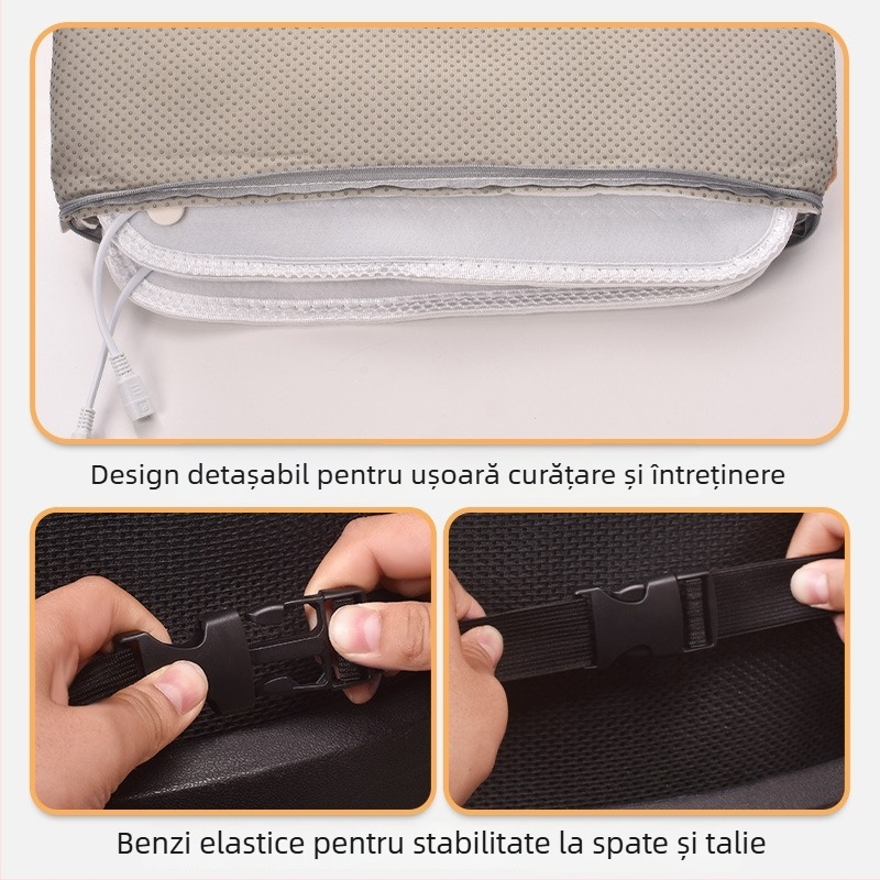 Perne de șezut încălzite pentru iarnă, cu suport pentru spate și lombar, material pluș, umplutură din fibre poliesterice, personalizabil