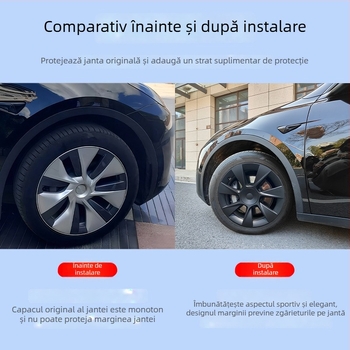 Capace de hub Tesla, 7 spițe, acoperire completă, din plastic, pentru Model Y