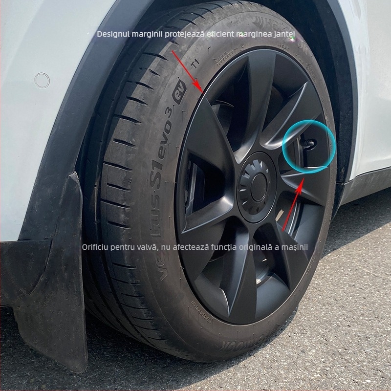 Capace de hub Tesla, 7 spițe, acoperire completă, din plastic, pentru Model Y