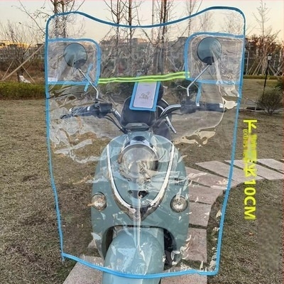Parbriz pentru scuter electric/motocicletă, transparent, lărgit, pliabil, compatibil cu oglinile retrovizoare, PVC, modelul 0001