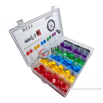 Cap decorativ pentru piulițele roții, din nylon, model HZ23, utilizare generală, 105 bucăți în cutie, Buckle Makers