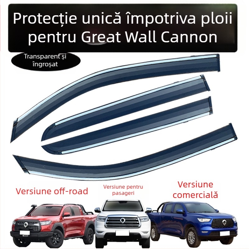 Protecție ploaie pentru geamuri auto Great Wall Cannon, acrilic, montaj cu cârlig și pastă adezivă, set de patru bucăți