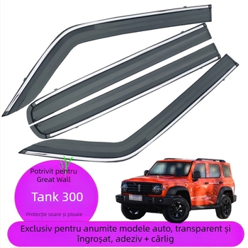 Scut de ploaie acrilic pentru geamul Tank 300, montaj cu adeziv și cârlig, set de patru bucăți