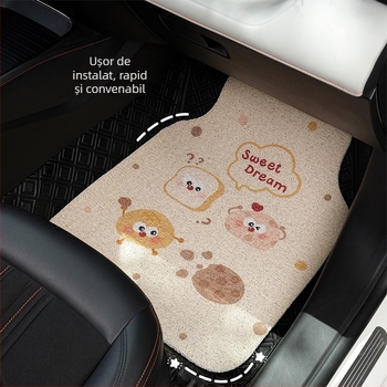 Covor podea auto pentru șofer – piesă unică, potrivire universală, design desen animat drăguț, material Silk circle, brand Yu cen