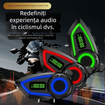 Casca de motocicletă Bluetooth cu intercom și partajare muzică, rezistentă la apă, Bluetooth 6.0, rază de 10 m, autonomie aproximativă 20 h
