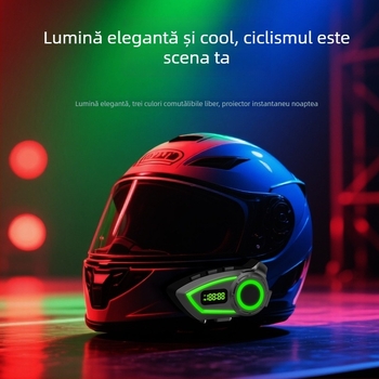 Casca de motocicletă Bluetooth cu intercom și partajare muzică, rezistentă la apă, Bluetooth 6.0, rază de 10 m, autonomie aproximativă 20 h