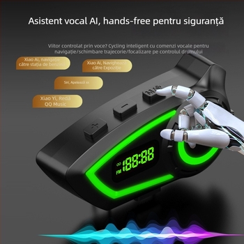 Casca de motocicletă Bluetooth cu intercom și partajare muzică, rezistentă la apă, Bluetooth 6.0, rază de 10 m, autonomie aproximativă 20 h