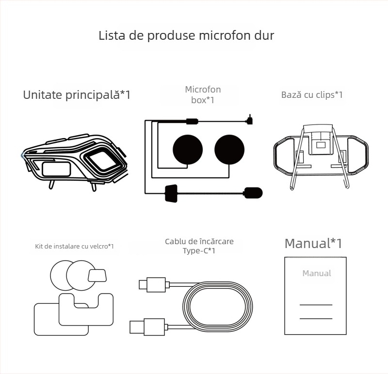 Casca de motocicletă Bluetooth cu intercom și partajare muzică, rezistentă la apă, Bluetooth 6.0, rază de 10 m, autonomie aproximativă 20 h