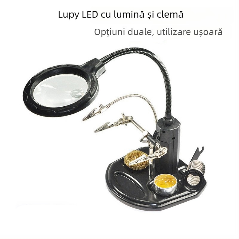 Lupă de mărire cu LED pentru repararea PCB-urilor de telefoane mobile – lupă cu clips, unealtă de lipire, model E2d01/TE802, brand Dr. Giant