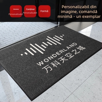 Covor comercial pentru podea cu siglă, model în dungi, fibră de polipropilenă, țesut cu mașină, dreptunghi personalizabil