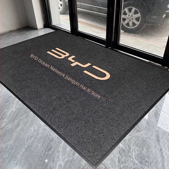 Covor comercial pentru podea cu siglă, model în dungi, fibră de polipropilenă, țesut cu mașină, dreptunghi personalizabil