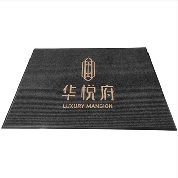 Covor comercial pentru podea cu siglă, model în dungi, fibră de polipropilenă, țesut cu mașină, dreptunghi personalizabil