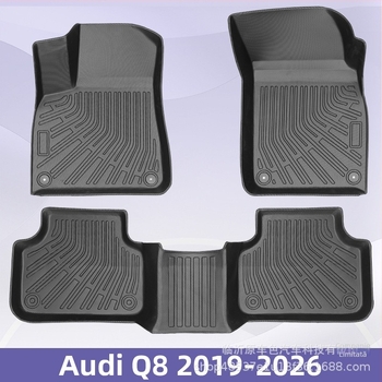 Covorașe de podea auto din TPE all-weather pentru Audi Q8 (2019–2026) – specifice vehiculului, pentru 5 locuri, imprimare logo personalizat, covoraș pentru portbagaj spate și spătar