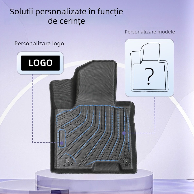 Covorașe de podea auto din TPE all-weather pentru Audi Q8 (2019–2026) – specifice vehiculului, pentru 5 locuri, imprimare logo personalizat, covoraș pentru portbagaj spate și spătar