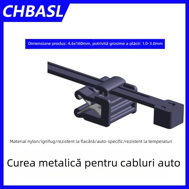Curele pentru cabluri auto PA66, blocare automată, 1.1–2.5 mm, V-0