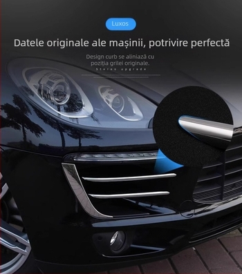 Porsche Macan 2014-2018 Adeziv decorativ pentru sprânceana farului cu bandă luminoasă pentru faza de ceață și lumina de zi, ABS, Jiacano