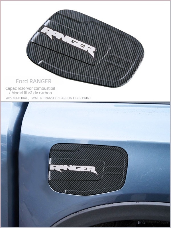 Autocolant decorativ pentru capacul rezervorului Ford Ranger 2023–2026, ABS, textură fibră de carbon