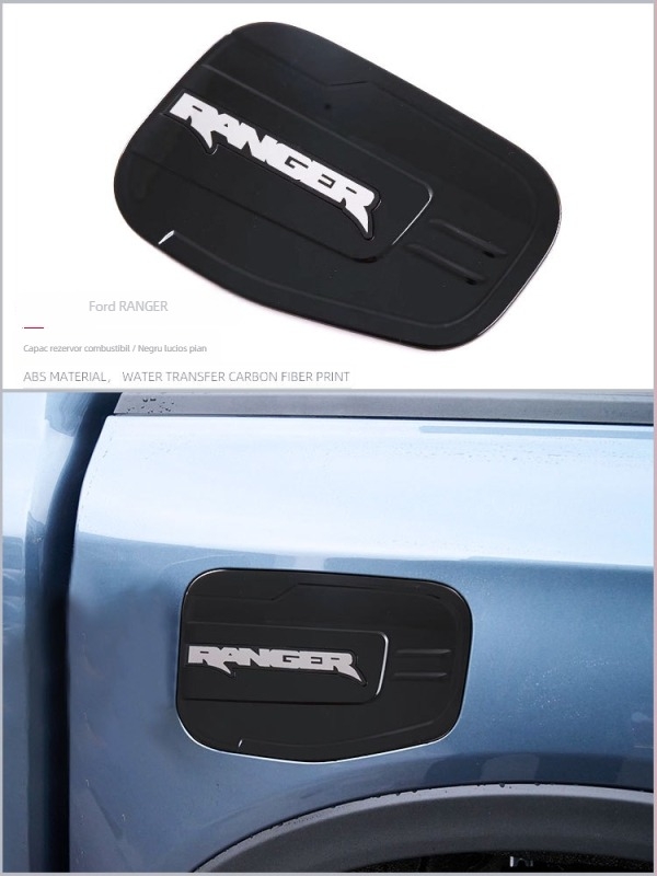 Autocolant decorativ pentru capacul rezervorului Ford Ranger 2023–2026, ABS, textură fibră de carbon