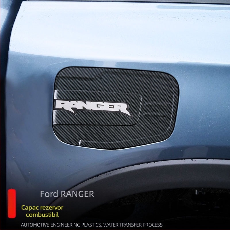 Autocolant decorativ pentru capacul rezervorului Ford Ranger 2023–2026, ABS, textură fibră de carbon
