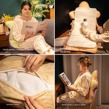 Perna de șezut cu spătar integrat și încălzire, țesătură poliesterică, umplutură PP bumbac, stil simplu modern