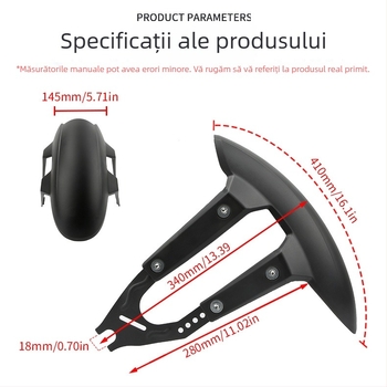 Fender spate pentru motocicletă JBL; Material PP + braț metalic; Model: Fender general pentru motocicletă (B); Potrivit pentru anvelope fără caneluri