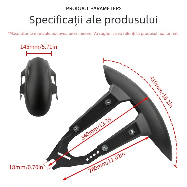Fender spate pentru motocicletă JBL; Material PP + braț metalic; Model: Fender general pentru motocicletă (B); Potrivit pentru anvelope fără caneluri