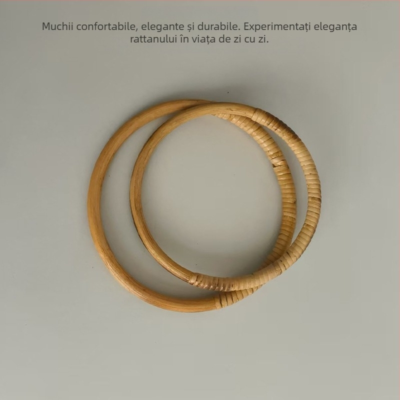 Mâner rotund din ratan pentru geantă - mâner împletit, primăvara 2025, stil urban minimalist, accesorii pentru bagaje