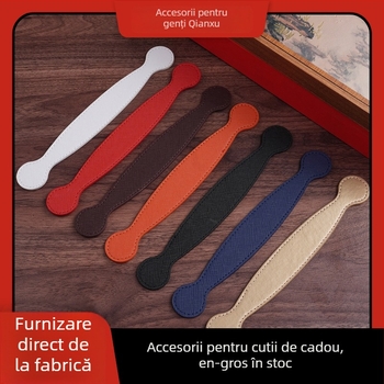Qianxu Mâner din piele PU pentru ambalare cadouri și cutii Mooncake — accesorii pentru genți, fitinguri metalice, imagini personalizabile