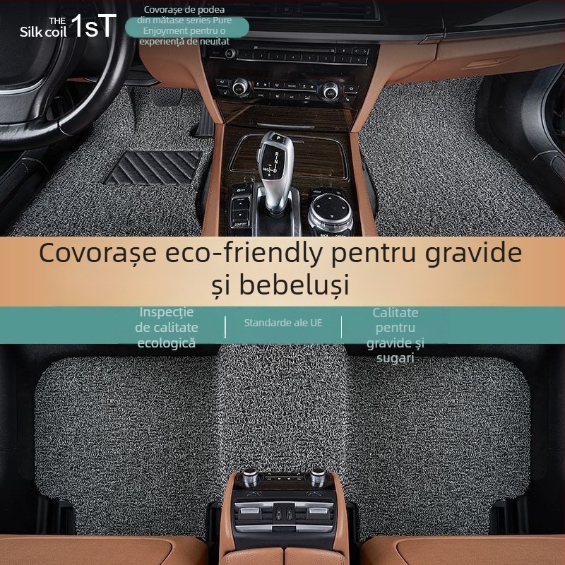 Covoraș de podea din cauciuc, tip covor, pentru autoturism cu cinci locuri; rezistent la uzură; impermeabil.