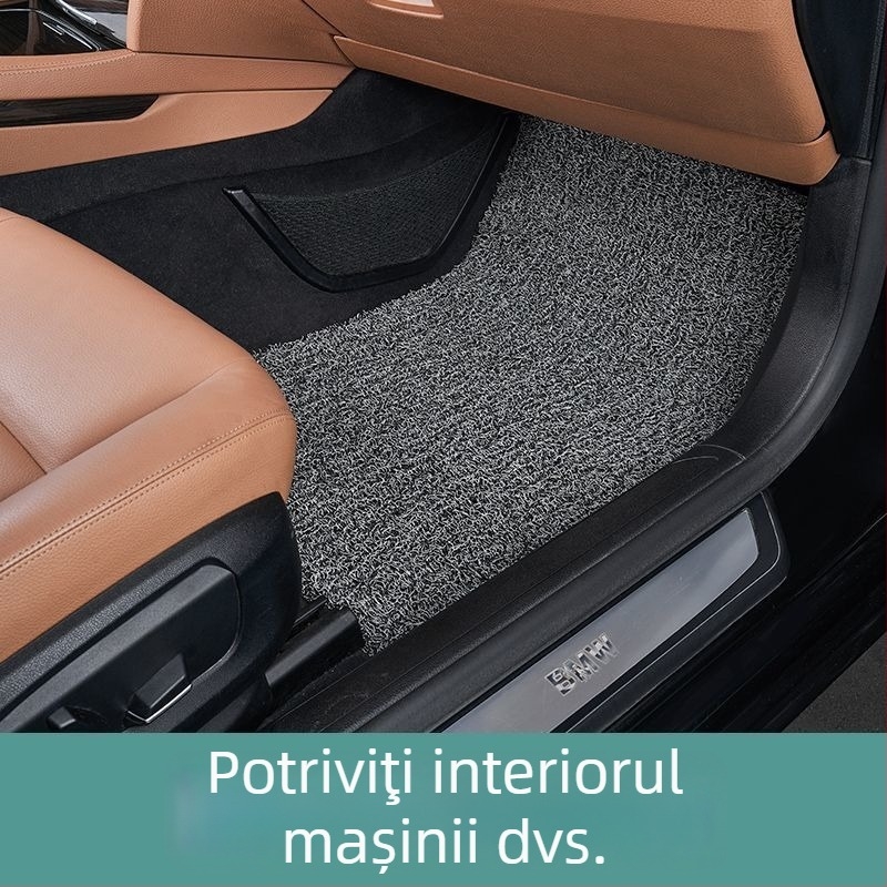Covoraș de podea din cauciuc, tip covor, pentru autoturism cu cinci locuri; rezistent la uzură; impermeabil.