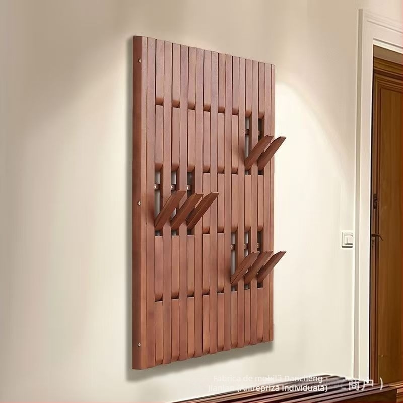 Cârlig de perete din lemn, stil nou chinezesc, organizator pentru intrare