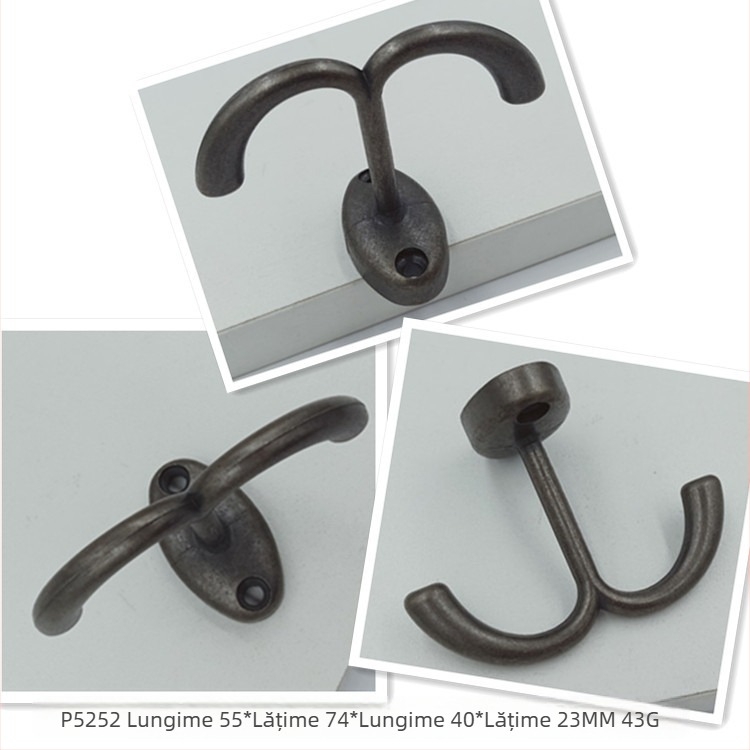 Cuier din aliaj de zinc antic – cârlig simplu/dublu, mâner clasic, piesă decorativă pentru mobilier, finisaj electroplacat