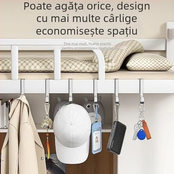 Cuier dublu în formă S din oțel inoxidabil 304, fără găuri, pentru ușă, bucătărie și baie, pentru dulapuri