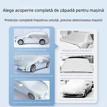 Acoperire universală de iarnă pentru mașină, protecție a parbrizului împotriva înghețului, lungime extinsă, design minimalist, material îngroșat
