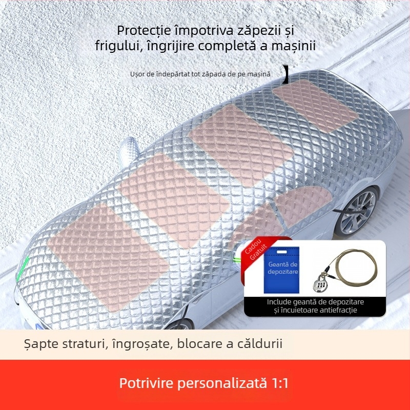 Acoperire universală de iarnă pentru mașină, protecție a parbrizului împotriva înghețului, lungime extinsă, design minimalist, material îngroșat