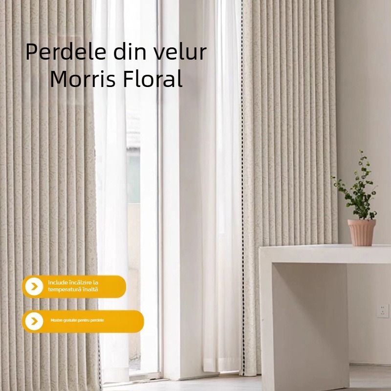 Draperii verticale Morris Floral Chenille Jacquard, întunecare înaltă 70–90%, personalizabile