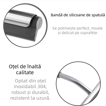 HK Curățător de sticlă din oțel inoxidabil, cu racletă din silicon, ștergere pe o singură parte, pachet 120 bucăți, utilizare casnică