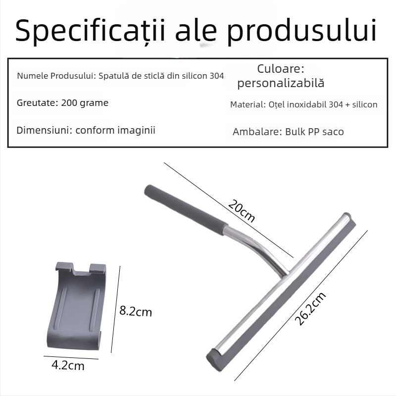 HK Curățător de sticlă din oțel inoxidabil, cu racletă din silicon, ștergere pe o singură parte, pachet 120 bucăți, utilizare casnică