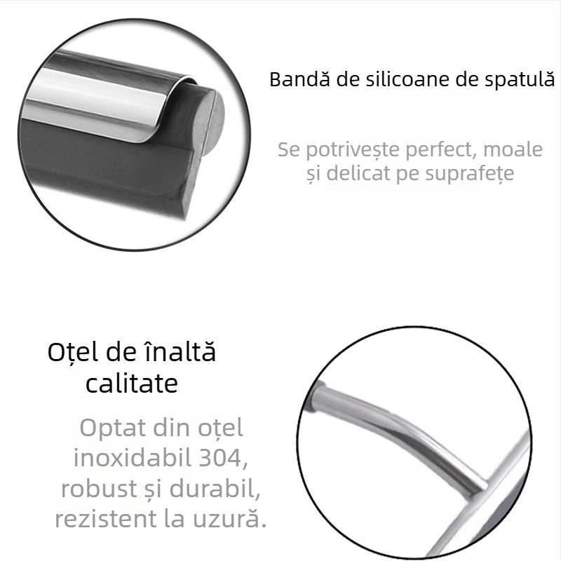 HK Curățător de sticlă din oțel inoxidabil, cu racletă din silicon, ștergere pe o singură parte, pachet 120 bucăți, utilizare casnică