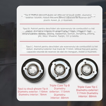 Capac rezervor camion cu lacăt antifurt, husă universală împotriva prafului, design cu trei gheare, robust pentru camioane grele (Material: oțel; Origine: provincia Henan; Brand: Loud; Modele compatibile: camion mare)