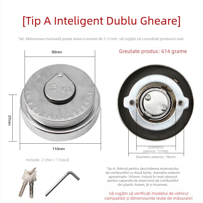 Capac rezervor camion cu lacăt antifurt, husă universală împotriva prafului, design cu trei gheare, robust pentru camioane grele (Material: oțel; Origine: provincia Henan; Brand: Loud; Modele compatibile: camion mare)