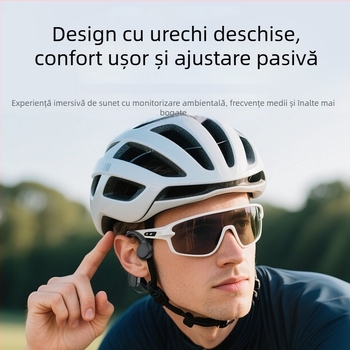 Căști cu conductie osoasă Bluetooth 6.0, rezistente la apă IPX5, sunet stereo, autonomie baterie peste 8 ore, rază de acțiune 15 m
