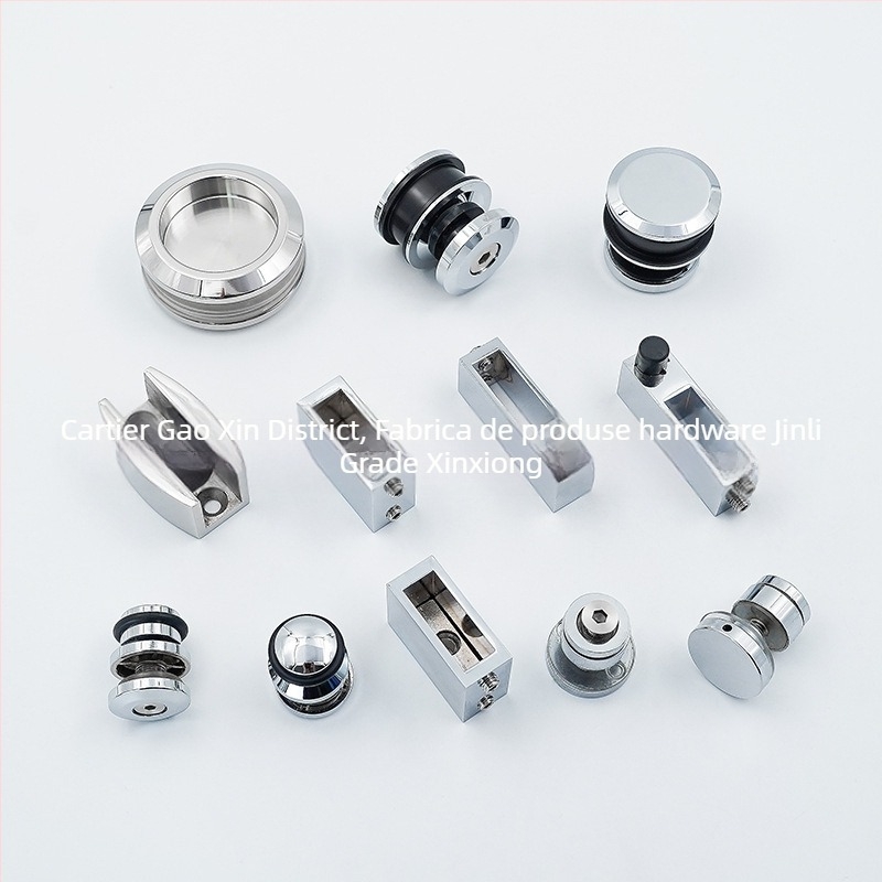 Set accesorii ușă baie — oțel inoxidabil 304, profil pătrat, pentru uși glisante din sticlă, separare uscat-umed, model XXJ-002, brand Xinxiongjia, stil modern minimalist