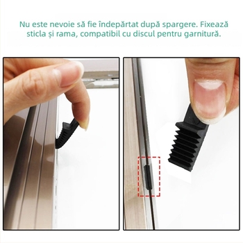 Inserție de fixare a sticlei pentru uși și ferestre din aluminiu cu întrerupere termică; montaj în spațiu gol; cleme de prindere; tampoane de strângere; anti-slăbire; material plastic