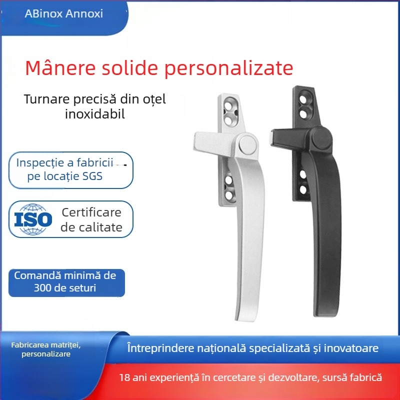Mâner din oțel inoxidabil 304 pentru ferestre, uși și dulapuri; construcție solidă, stil modern minimalist; finisaje de suprafață: electroplating, șlefuire, lustruire, gravare cu laser, anodizare.