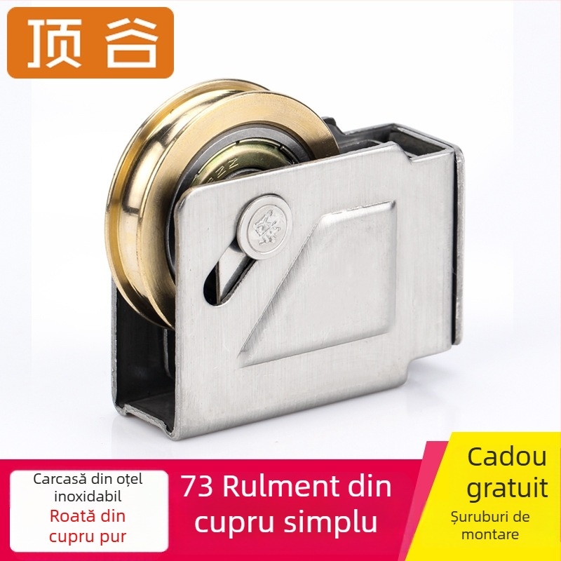 Top Valley 73 rolă pentru uși și ferestre, din oțel inoxidabil, cu roată de cupru, model 1J3C08-73, diametru exterior 2, diametru ax 2, grosime pereți 2