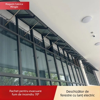 Deschizător electric pentru ferestre cu telecomandă, montaj fără găuri, evacuare fum, actuatoare metalice