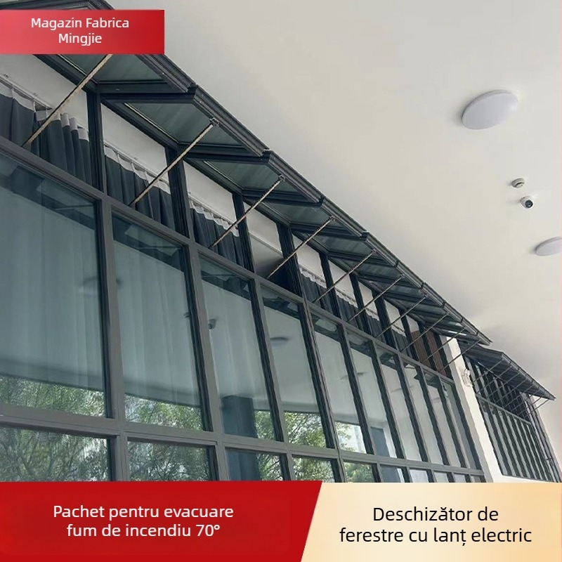 Deschizător electric pentru ferestre cu telecomandă, montaj fără găuri, evacuare fum, actuatoare metalice