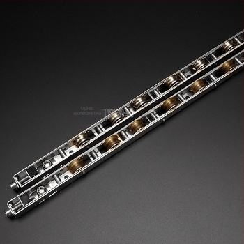 Roată pentru uși glisante din oțel inoxidabil, model HLL-E008, cu șină înaltă, pentru uși, ferestre și vitrine; stil modern minimalist